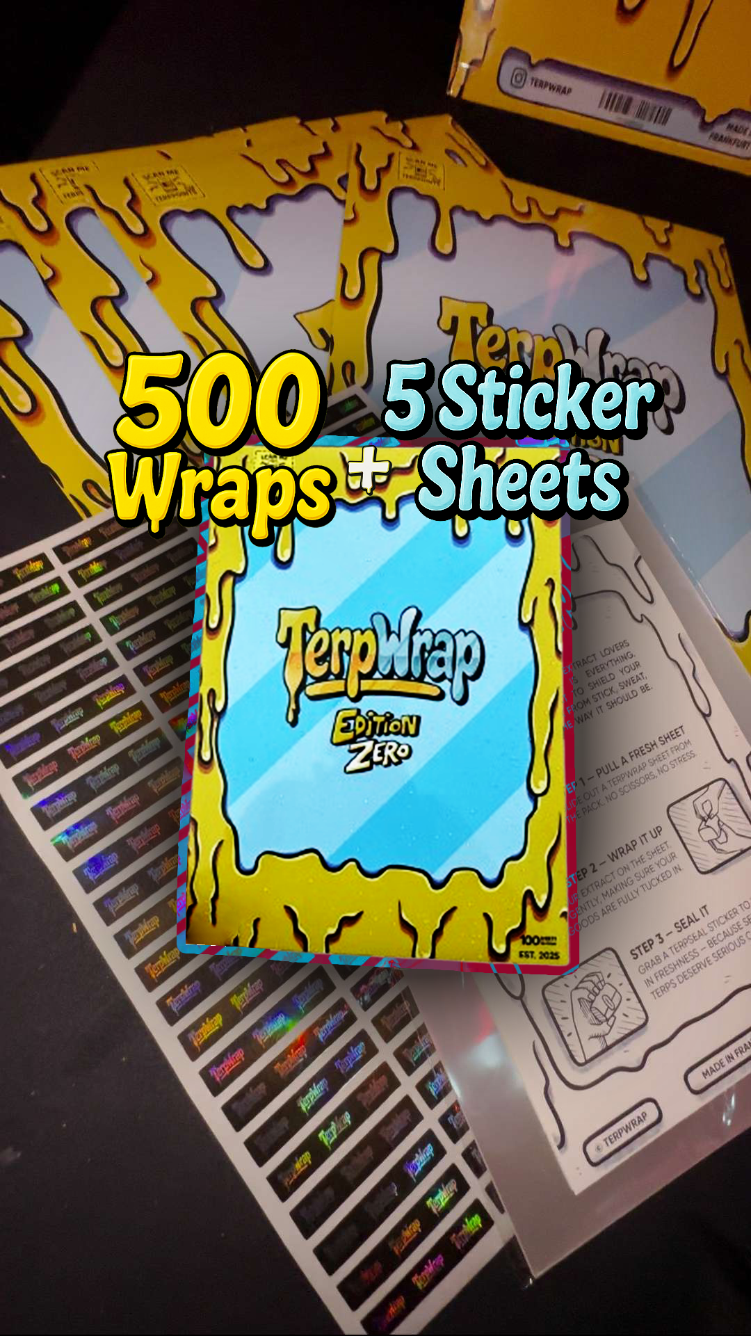 TerpWrap – Distributor Pack (500 Sheets + Seal Stickers)